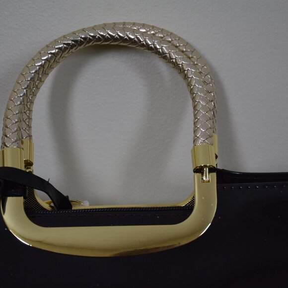 HOXIS Charm Glossy Metal Grip Structured Shoulder Handbag Women Satchel NEW - Picture 6 of 12